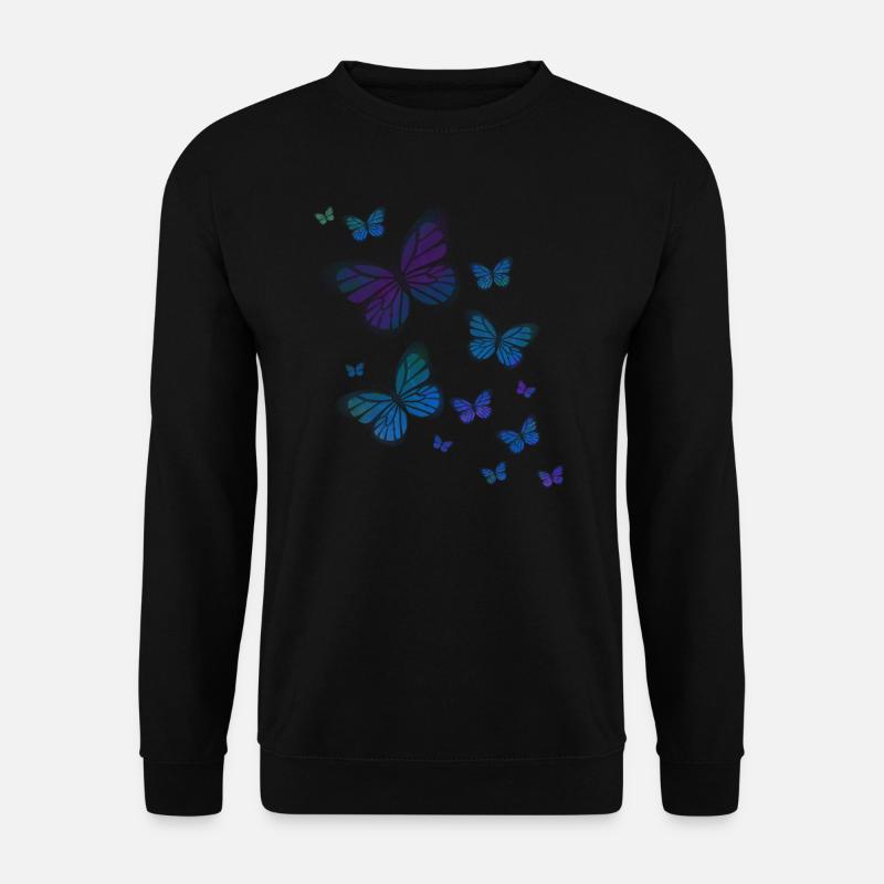 Schmetterling Schmetterling Tier bunt Farbe - Unisex Pullover - Schwarz