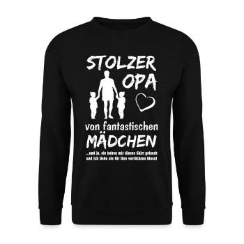 Stolzer Opa Mädchen - Unisex Pullover - Schwarz - Vorne - Alina (178cm) & Michal (187cm)