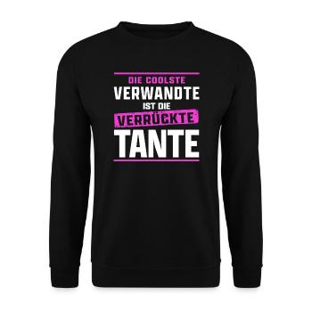 Tante Sprüche Kinder die coolste Verwandte - Unisex Pullover - Schwarz - Vorne - Alina (178cm) & Michal (187cm)