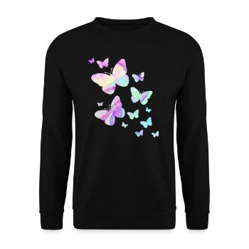 papillon papillon coloré couleurs nature - Sweat-shirt Unisexe - noir - Devant - Alina (178cm) & Michal (187cm)