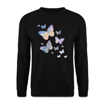 Schmetterling Schmetterling Tier bunt Farbe - Sweat-shirt Unisexe - noir - Devant - Alina (178cm) & Michal (187cm)