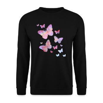 papillon papillon animal coloré couleur - Sweat-shirt Unisexe - noir - Devant - Alina (178cm) & Michal (187cm)