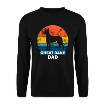 Great Dane Dad Mastiff Silhouette Retro Circle Grunge - Unisex Sweatshirt - black - Front - Alina (178cm) & Michal (187cm)