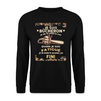 Bois bucheron. Humour tronçonneuse - Sweat-shirt Unisexe - noir - Devant - Alina (178cm) & Michal (187cm)
