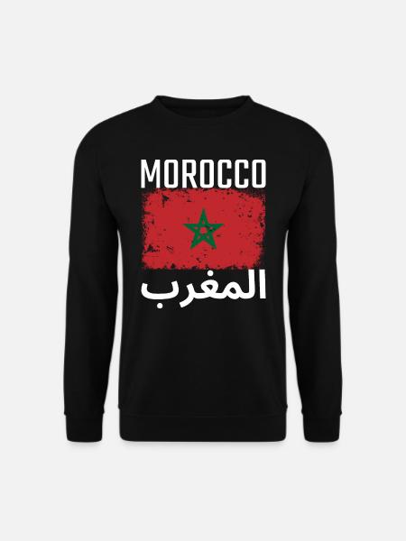 Marokko Flagge Vintage Retro Marokko Fußball Retro - Unisex Pullover - Schwarz