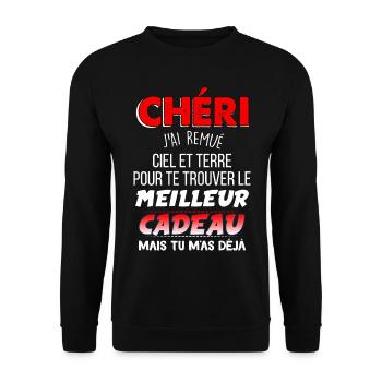 Cadeau Homme saint valentin chéri - Sweat-shirt Unisexe - noir - Devant - Alina (178cm) & Michal (187cm)