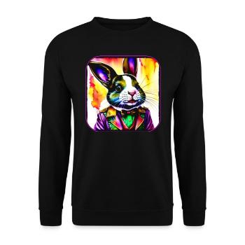 Colorful crazy bunny in steampunk stylle - Unisex Sweatshirt - black - Front - Alina (178cm) & Michal (187cm)
