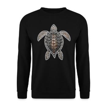 Maori Symbol Schildkröte I - Unisex Pullover - Schwarz - Vorne - Alina (178cm) & Michal (187cm)