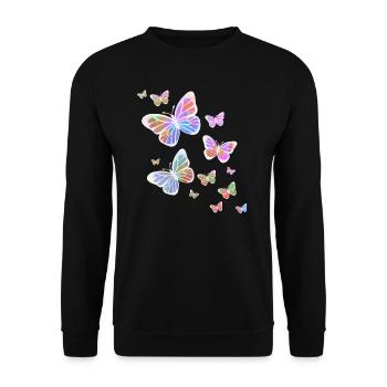 Papillon, Papillon, Animal, Coloré, Couleur - Sweat-shirt Unisexe - noir - Devant - Alina (178cm) & Michal (187cm)