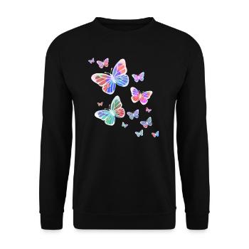 Papillon, Papillon, Animal, Coloré, Couleur - Sweat-shirt Unisexe - noir - Devant - Alina (178cm) & Michal (187cm)