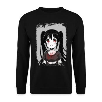 Manga Girl - Unisex Pullover - Schwarz - Vorne - Alina (178cm) & Michal (187cm)