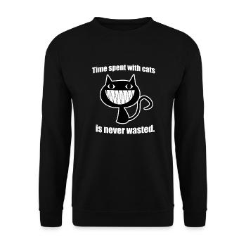 Cat - Unisex Pullover - Schwarz - Vorne - Alina (178cm) & Michal (187cm)