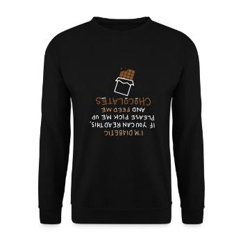 Diabetic : I'm Diabetic Feed Me Chocolate Diabetic - Unisex Sweatshirt - black - Front - Alina (178cm) & Michal (187cm)