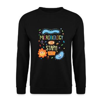 MICROBIOLOGISTE: Laboratoire de microbiologie Staph seulement - Sweat-shirt Unisexe - noir - Devant - Alina (178cm) & Michal (187cm)