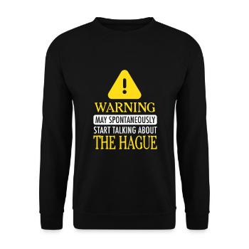 WARNING !: The Hague - Unisex Sweatshirt - black - Front - Alina (178cm) & Michal (187cm)