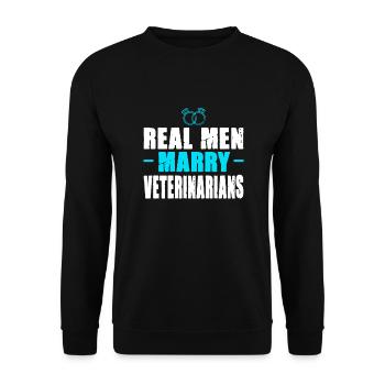 Veterinanian Real men marry : Veterinanian - Unisex Pullover - Schwarz - Vorne - Alina (178cm) & Michal (187cm)