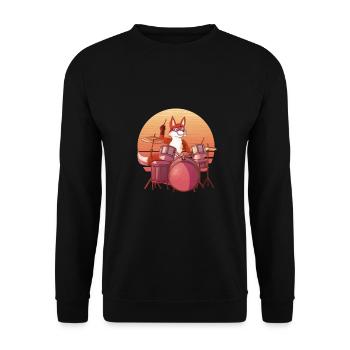 Fox playing the drums, Fox Lover Drummer Gift, - Unisex Sweatshirt - black - Front - Alina (178cm) & Michal (187cm)
