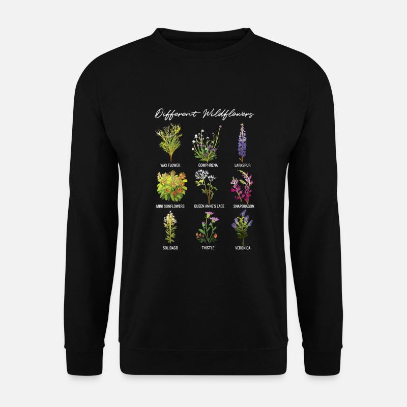 Différentes fleurs sauvages, uniques et rétro rétro - Sweat-shirt Unisexe - noir