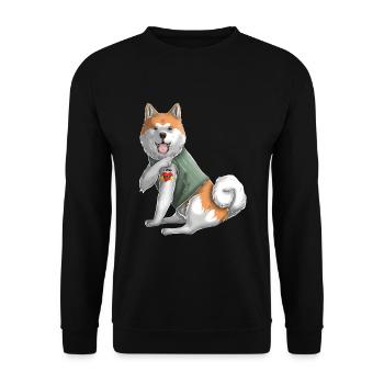 Ich liebe Mama Tattoo japanische Akita Inu Mama - Unisex Pullover - Schwarz - Vorne - Alina (178cm) & Michal (187cm)