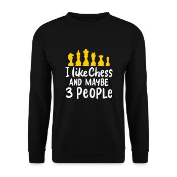 CHESS: I Like Chess - Unisex Pullover - Schwarz - Vorne - Alina (178cm) & Michal (187cm)