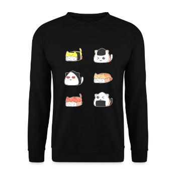 Kawaii Sushi Cat - Unisex Sweatshirt - black - Front - Alina (178cm) & Michal (187cm)