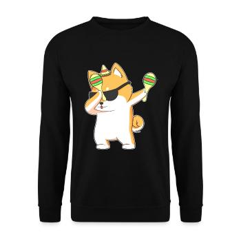 Dabbing Shiba Inu Dog In Sombrero With Maracas - Unisex Sweatshirt - black - Front - Alina (178cm) & Michal (187cm)