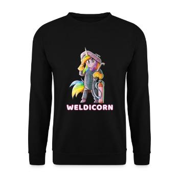 Schweißhorn - Schweißeinhorn - Unisex Pullover - Schwarz - Vorne - Alina (178cm) & Michal (187cm)