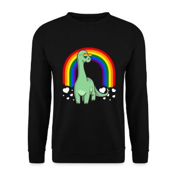 Brontosaurus Dinosaur Gay Pride Rainbow LGBTQ - Sweat-shirt Unisexe - noir - Devant - Alina (178cm) & Michal (187cm)
