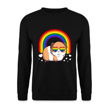 LGBTQ Meerschweinchen Homosexuell Stolz Regenbogen - Unisex Pullover - Schwarz - Vorne - Alina (178cm) & Michal (187cm)
