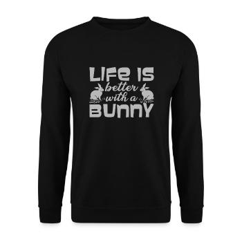 RABBITS: Life With Bunny - Unisex Sweatshirt - black - Front - Alina (178cm) & Michal (187cm)