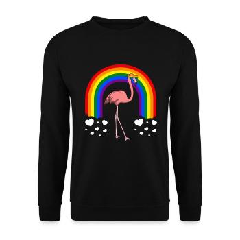 Gay Pride Flamingo LGBT Rainbow - Unisex Sweatshirt - black - Front - Alina (178cm) & Michal (187cm)