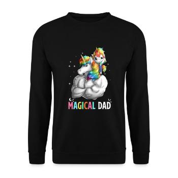 Magical Dad - Unicorn Papa - Unisex Sweatshirt - black - Front - Alina (178cm) & Michal (187cm)