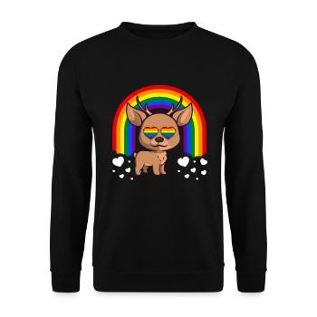 Gay Pride Rainbow LGBT Deer - Unisex Sweatshirt - black - Front - Alina (178cm) & Michal (187cm)