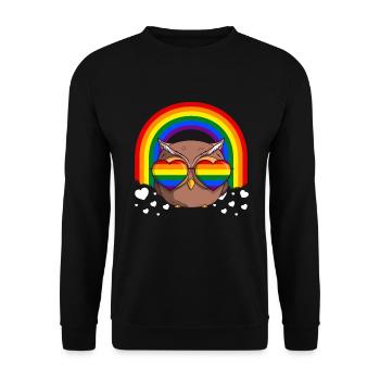 LGBT Rainbow Gay Pride Owl - Unisex Sweatshirt - black - Front - Alina (178cm) & Michal (187cm)