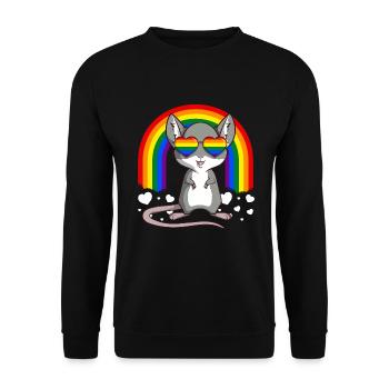 Gay Pride Mouse LGBT Rainbow - Unisex Sweatshirt - black - Front - Alina (178cm) & Michal (187cm)
