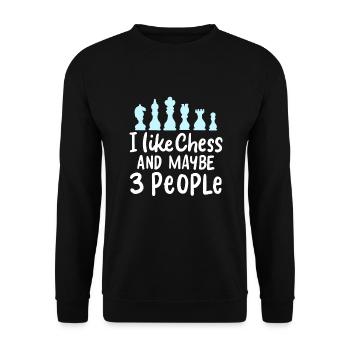 CHESS : I Like Chess - Unisex Pullover - Schwarz - Vorne - Alina (178cm) & Michal (187cm)