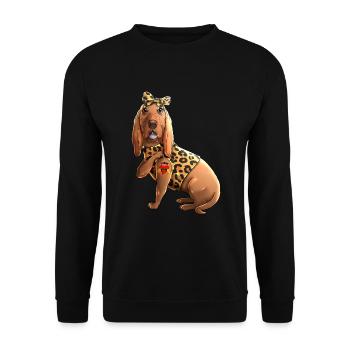 Bloodhound Dog I Love Mom Tattoo - Unisex Sweatshirt - black - Front - Alina (178cm) & Michal (187cm)