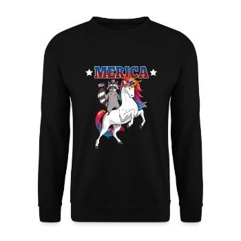 Merica Raccoon Riding Unicorn - Sweat-shirt Unisexe - noir - Devant - Alina (178cm) & Michal (187cm)