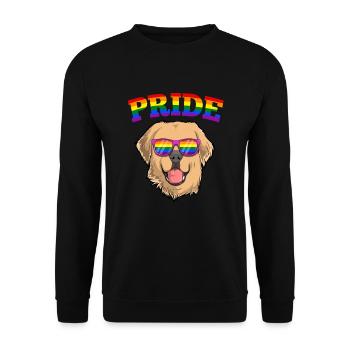 Gay Pride Golden Retriever Dog with LGBT Rainbow - Unisex Sweatshirt - black - Front - Alina (178cm) & Michal (187cm)