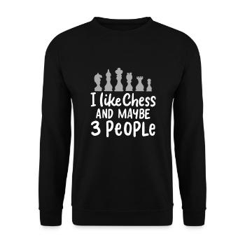 CHESS: I Like Chess - Unisex Pullover - Schwarz - Vorne - Alina (178cm) & Michal (187cm)