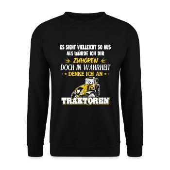 Traktor Bauer Landwirt Spruch Geschenk - Unisex Pullover - Schwarz - Vorne - Alina (178cm) & Michal (187cm)