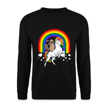 LGBT Platypus Riding Unicorn Gay Pride Rainbow - Sweat-shirt Unisexe - noir - Devant - Alina (178cm) & Michal (187cm)