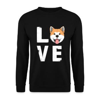 Liebe Akita Inu Hund - Unisex Pullover - Schwarz - Vorne - Alina (178cm) & Michal (187cm)