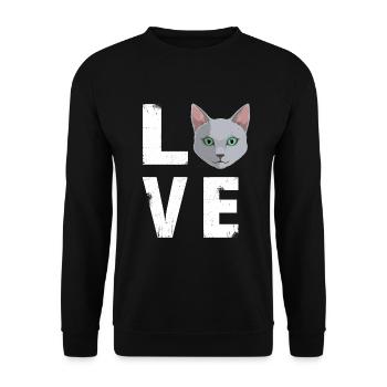 Love Russian Blue Cat Kitty Lover - Unisex Sweatshirt - black - Front - Alina (178cm) & Michal (187cm)