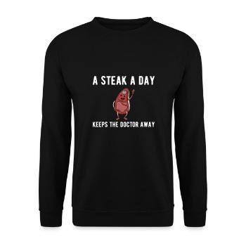 A Steak A Day Carnivore Diet Anti-Vegan - Unisex Sweatshirt - black - Front - Alina (178cm) & Michal (187cm)