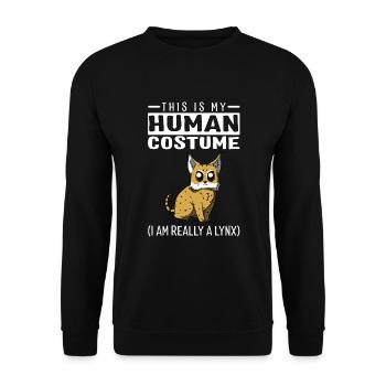 C'est mon costume humain, je suis vraiment un lynx drôle - Sweat-shirt Unisexe - noir - Devant - Alina (178cm) & Michal (187cm)