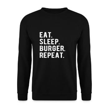 HAMBURGER eat,sleep,burger,repeat - Unisex Pullover - Schwarz - Vorne - Alina (178cm) & Michal (187cm)