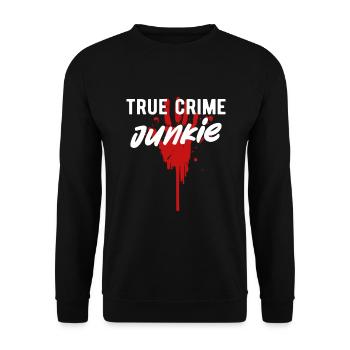 TRUE CRIME: True Crime Junkie - Unisex Pullover - Schwarz - Vorne - Alina (178cm) & Michal (187cm)