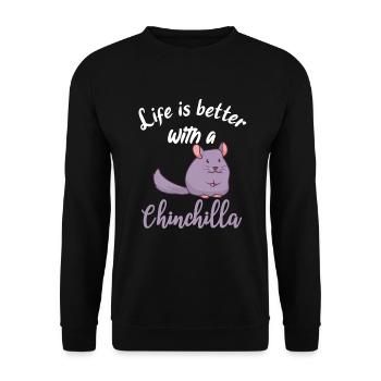 Chinchilla Lover Life is better with a chinchilla - Unisex Sweatshirt - black - Front - Alina (178cm) & Michal (187cm)