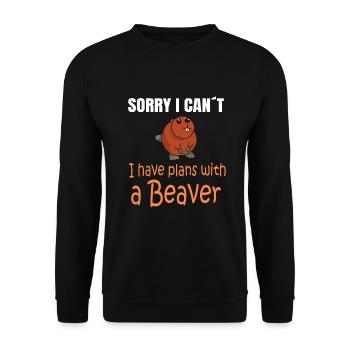 BEAVER: Plans with a Beaver - Unisex Pullover - Schwarz - Vorne - Alina (178cm) & Michal (187cm)